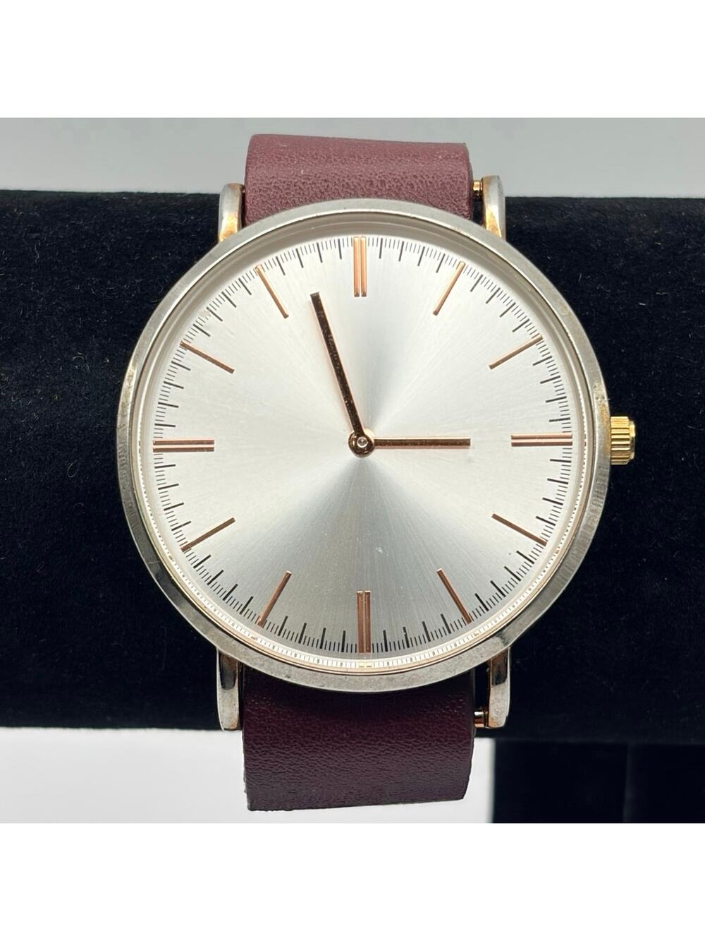 Silver & Burgandy Men’s Watch